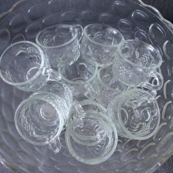 Glass Punch Bowl Set with 11 Glasses - Picture 2 of 15